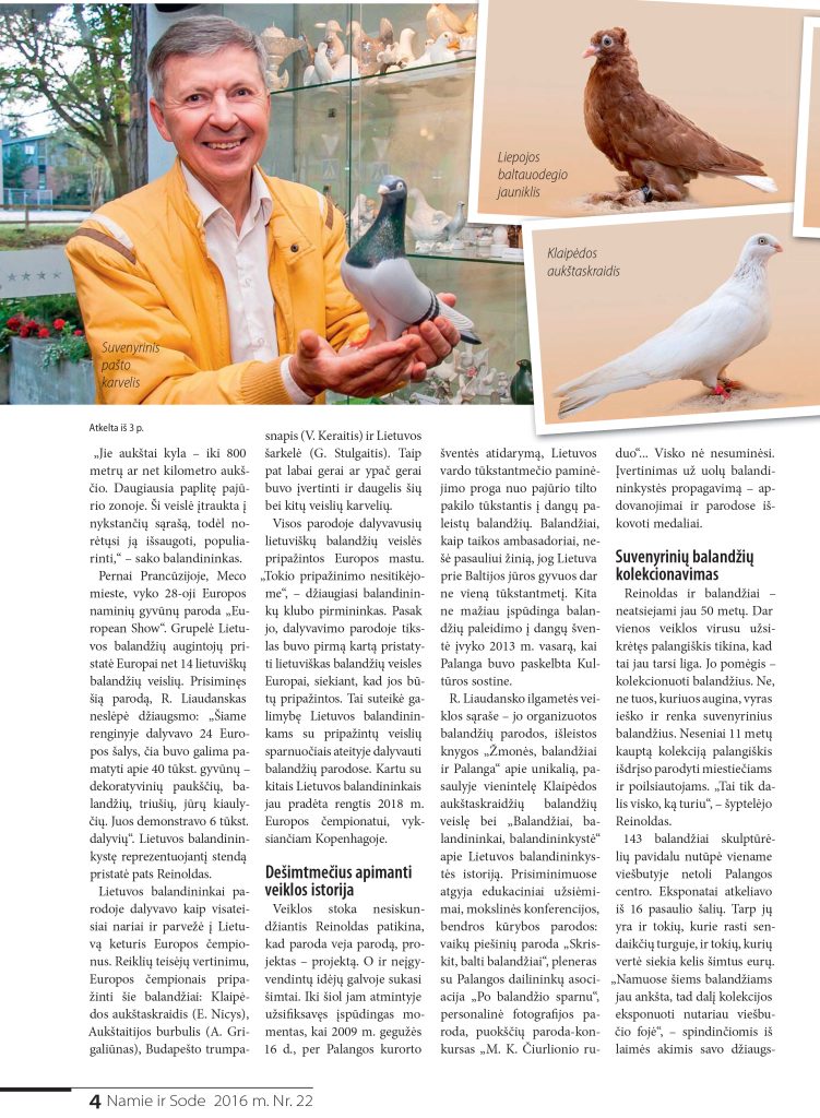 Visas gyvenimas - šalia balandžių
