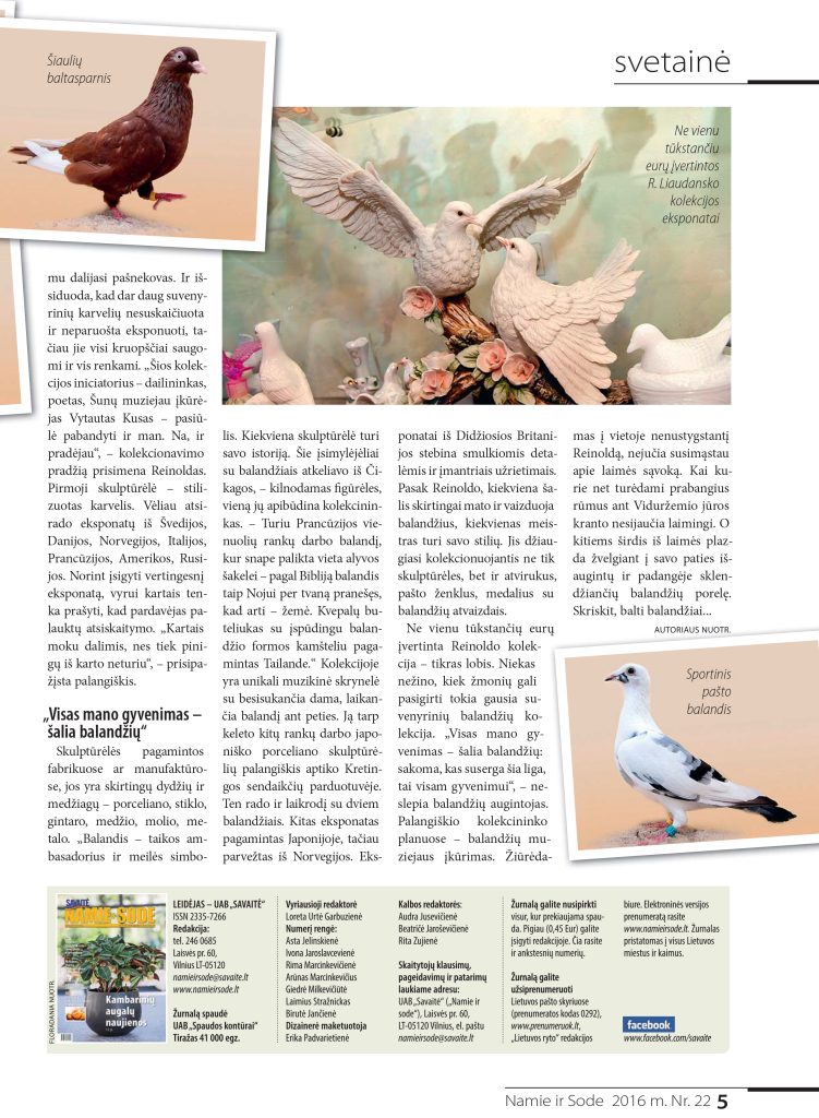 Visas gyvenimas - šalia balandžių