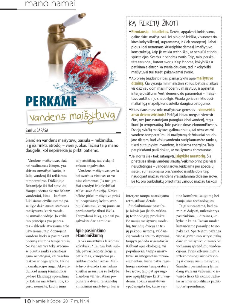Perkame vandens maišytuvą