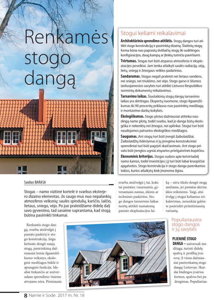 Renkamės stogo dangą